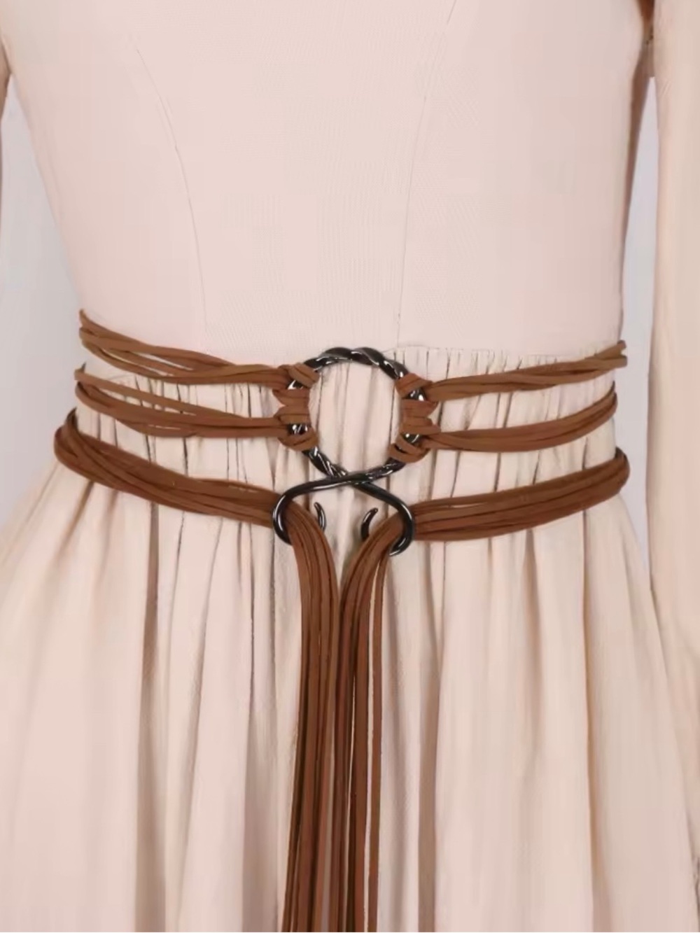 Boho Bohemian brown leather rope knot belt